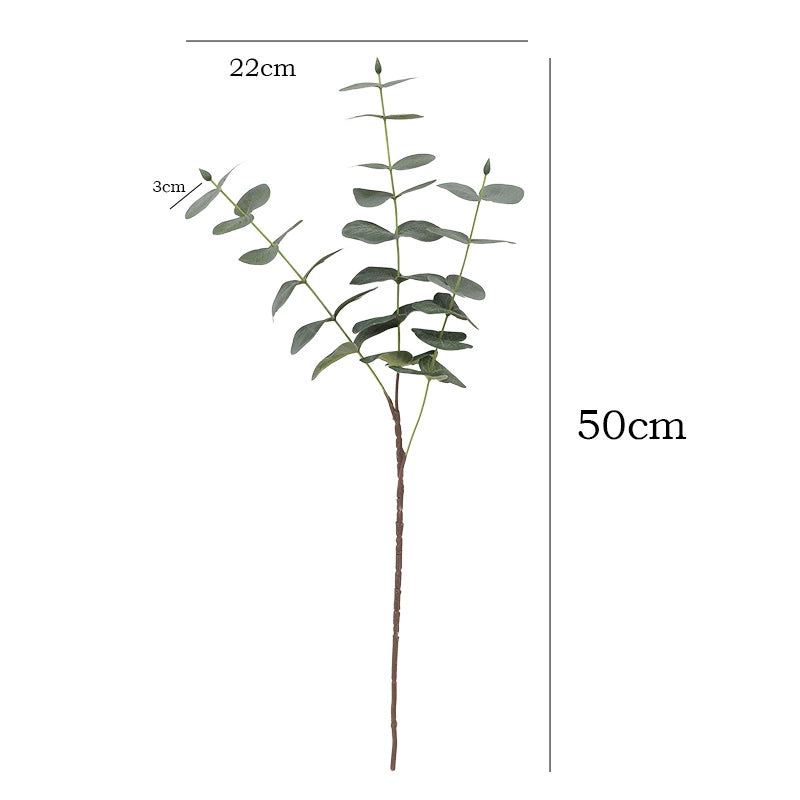 Künstlicher Eukalyptuszweig 50 cm, Silberdollar-Eukalyptus, realistischer Dekozweig für Vase, Hochzeit, Floristik, langlebige Kunstpflanze