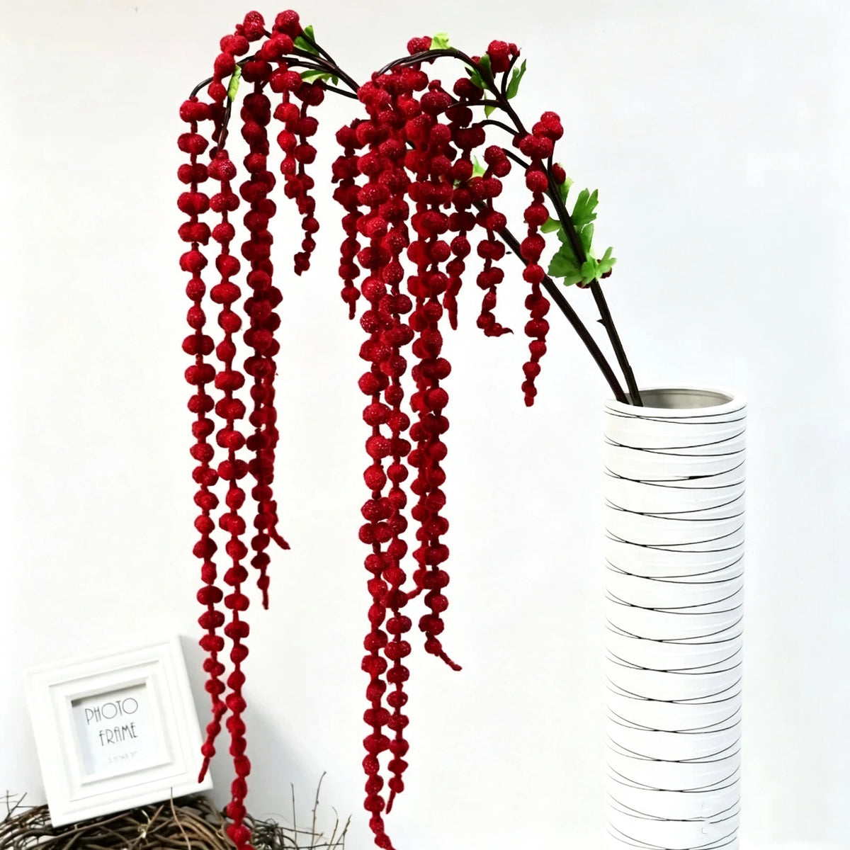 Künstliche Hängepflanze 100 cm, realistische Beerengirlande, hängende Kunstpflanze für Wanddeko, Hochzeit, Gastronomie, langlebige Deko-Ranke