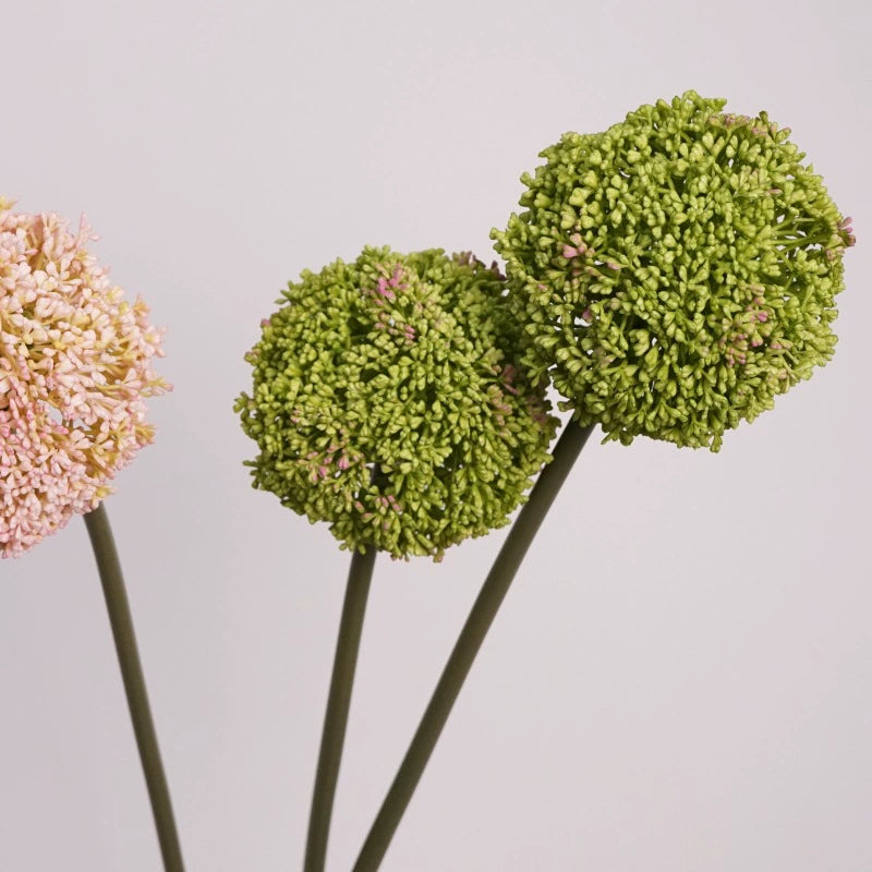 Zierlauch künstlich 75cm, Allium Kunstblume täuschend echt, Dekozweig für Vase, Hochzeit & Gastronomie, hochwertige Alliumkugel