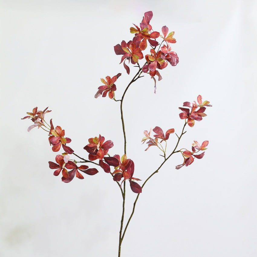 Künstlicher Lavendelheide Zweig 110 cm, Täuschend Echte Pieris Japonica Kunstblume in Rot/Gelb, für Vase, Hochzeit, Wohnkultur, Grabschmuck