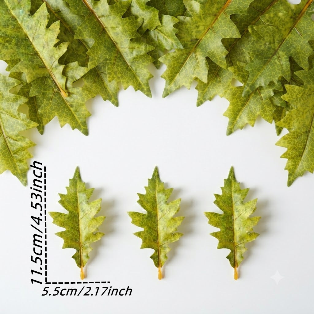 Künstliche Eichenblätter, 2 Größen (11,5 cm & 14 cm), 50 Stück, realistisch für Hochzeiten, Dekoration, Herbst-Arrangements