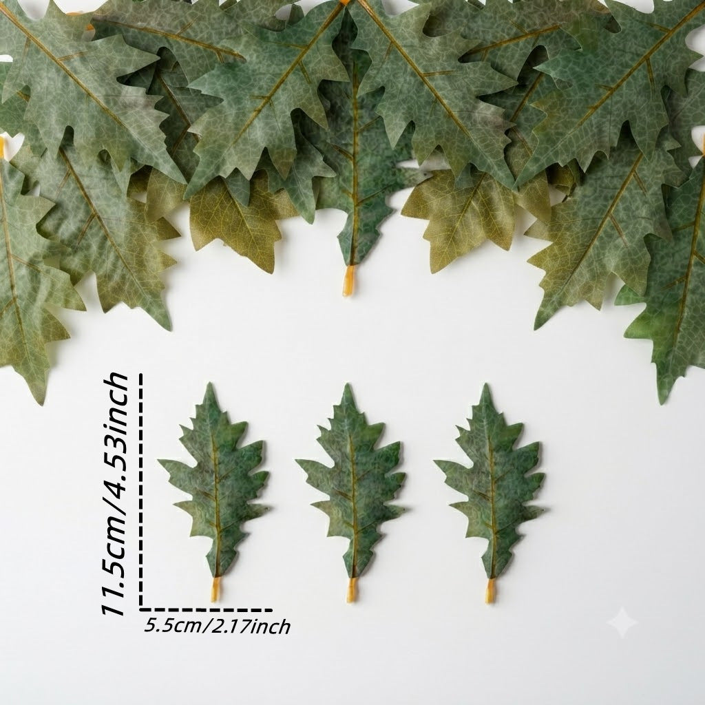 Künstliche Eichenblätter, 2 Größen (11,5 cm & 14 cm), 50 Stück, realistisch für Hochzeiten, Dekoration, Herbst-Arrangements