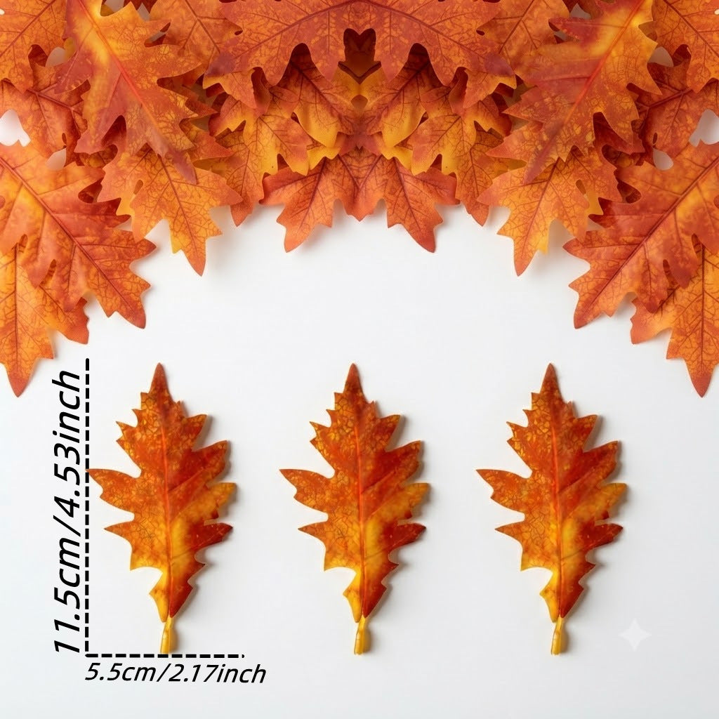 Künstliche Eichenblätter, 2 Größen (11,5 cm & 14 cm), 50 Stück, realistisch für Hochzeiten, Dekoration, Herbst-Arrangements