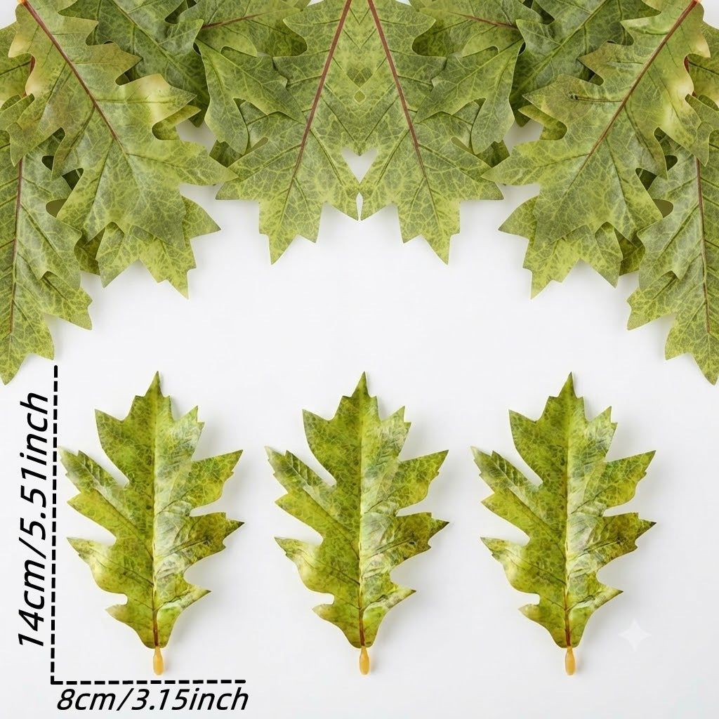 Künstliche Eichenblätter, 2 Größen (11,5 cm & 14 cm), 50 Stück, realistisch für Hochzeiten, Dekoration, Herbst-Arrangements