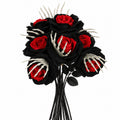 5er Set Künstliche Rosen Schwarz & Rot | 60 cm Langstielig | Gothic Kunstblumen für Halloween, Hochzeit & Vase