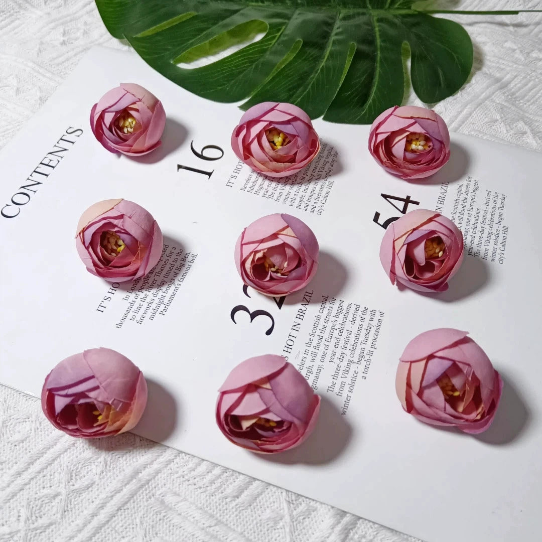 10 Stück Europäischer Vintage Teeblume, Realistische Kunstrosen, 3,5 cm Durchmesser, Perfekt für DIY Hochzeitsdekoration, Blumenkränze, Geschenke