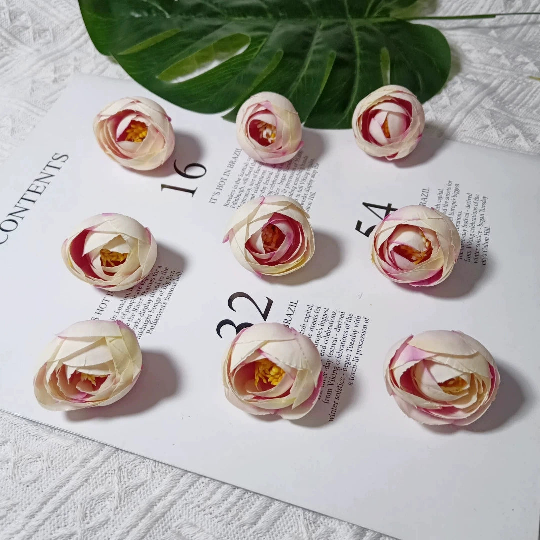 10 Stück Europäischer Vintage Teeblume, Realistische Kunstrosen, 3,5 cm Durchmesser, Perfekt für DIY Hochzeitsdekoration, Blumenkränze, Geschenke