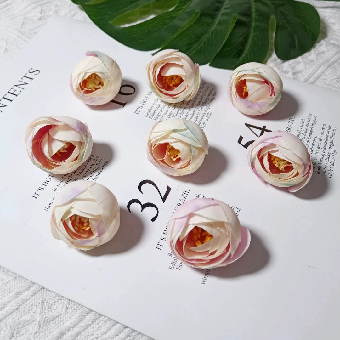 10 Stück Europäischer Vintage Teeblume, Realistische Kunstrosen, 3,5 cm Durchmesser, Perfekt für DIY Hochzeitsdekoration, Blumenkränze, Geschenke