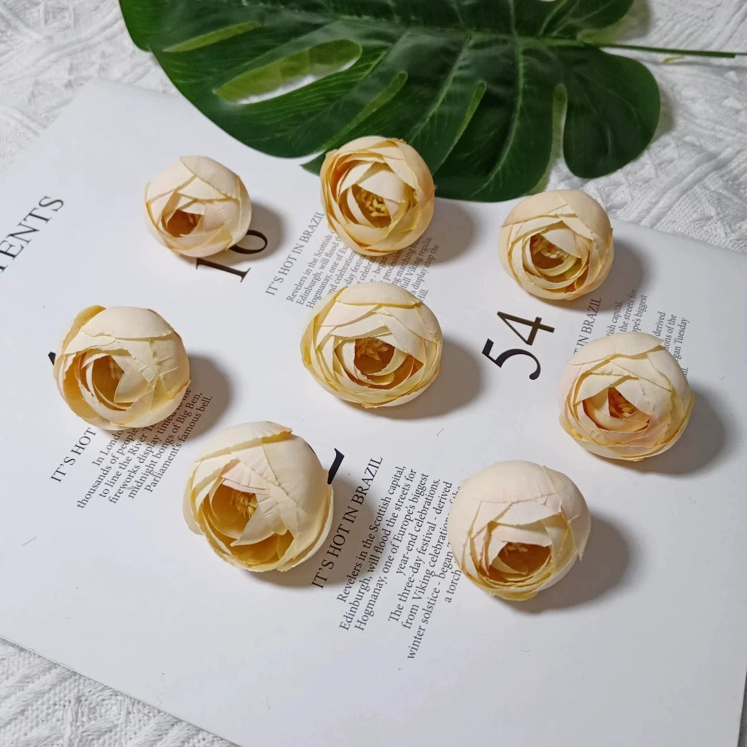 10 Stück Europäischer Vintage Teeblume, Realistische Kunstrosen, 3,5 cm Durchmesser, Perfekt für DIY Hochzeitsdekoration, Blumenkränze, Geschenke