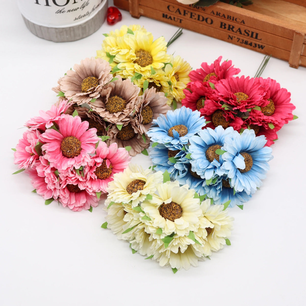 Künstliche Chrysanthemenköpfe, 11 cm Seidenblumen im Bund, Täuschend echte Kunstblumen für DIY, Hochzeit, Gestecke und Floristik-Bedarf