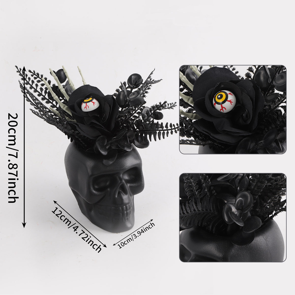 Halloween Skelettopflanze, 20cm Kunststoff, Gruselige Deko für Hochzeiten, Feste, Cafés, Hotels, Einzelhandel
