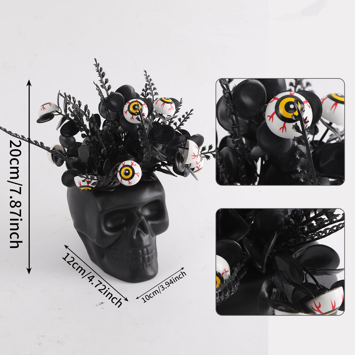 Halloween Skelettopflanze, 20cm Kunststoff, Gruselige Deko für Hochzeiten, Feste, Cafés, Hotels, Einzelhandel