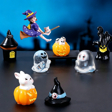 Halloween-Dekoration Kristallkugel mit Kürbis, Geist & Skelett, 3er-Set, Kunstharz, 15 Designs, für Hochzeiten, Geschäfte, Zuhause
