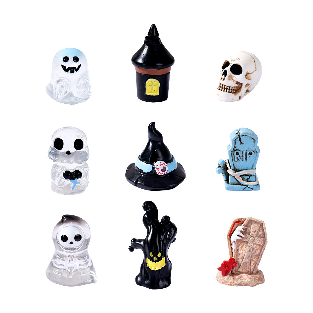 Halloween-Dekoration Kristallkugel mit Kürbis, Geist & Skelett, 3er-Set, Kunstharz, 15 Designs, für Hochzeiten, Geschäfte, Zuhause