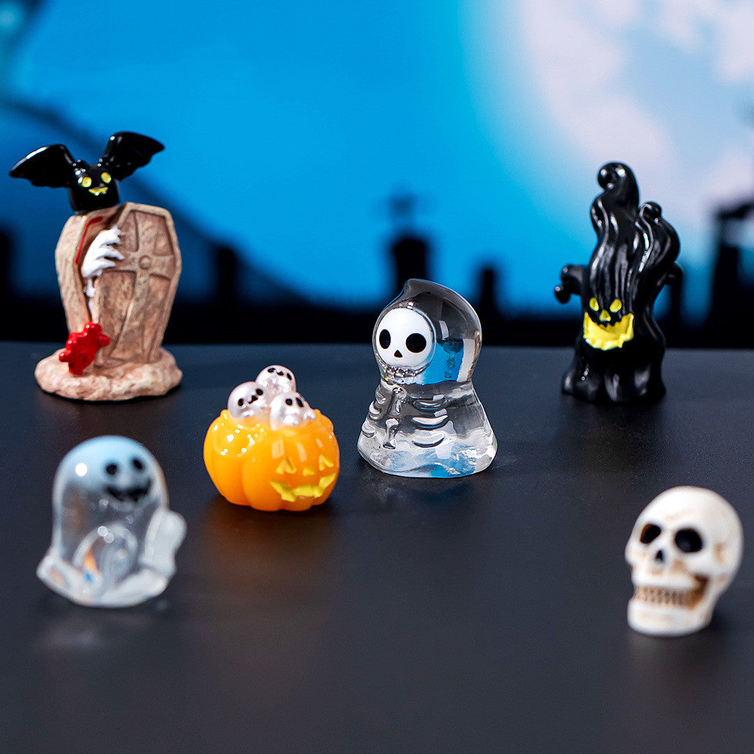 Halloween-Dekoration Kristallkugel mit Kürbis, Geist & Skelett, 3er-Set, Kunstharz, 15 Designs, für Hochzeiten, Geschäfte, Zuhause