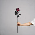 Künstliche Gothic-Rose, 52 cm, Real-Touch, Dunkelrot, für Halloween, Hochzeitsdekoration, Grabschmuck, Event-Deko