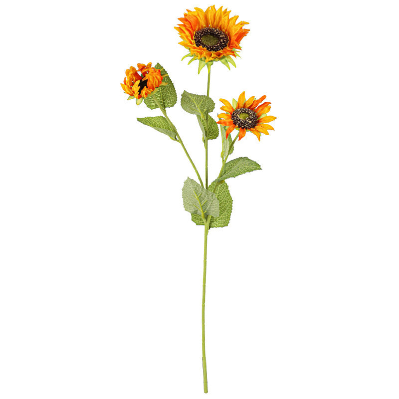 Künstliche Sonnenblumen, 65 cm, 2 Stiele mit 3 Blüten, Real-Touch für Hochzeit, Hausdekoration, Cottagecore, Blumenladen, Event-Deko