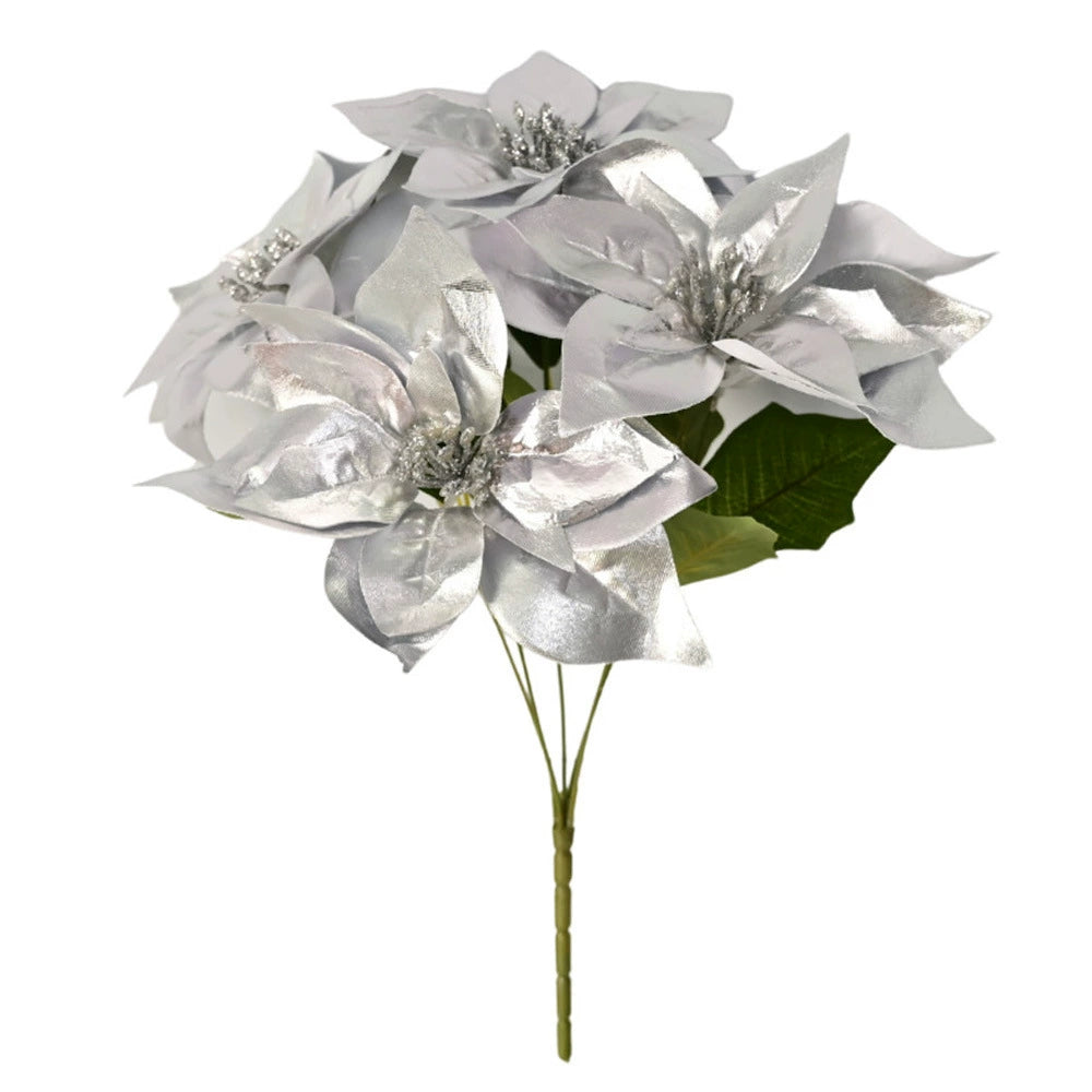 Künstliche Weihnachtsblumen, 44 cm, Seiden-Weihnachtsstern, Festliche Dekoration für Haus, Hochzeit, Event, Gewerbe
