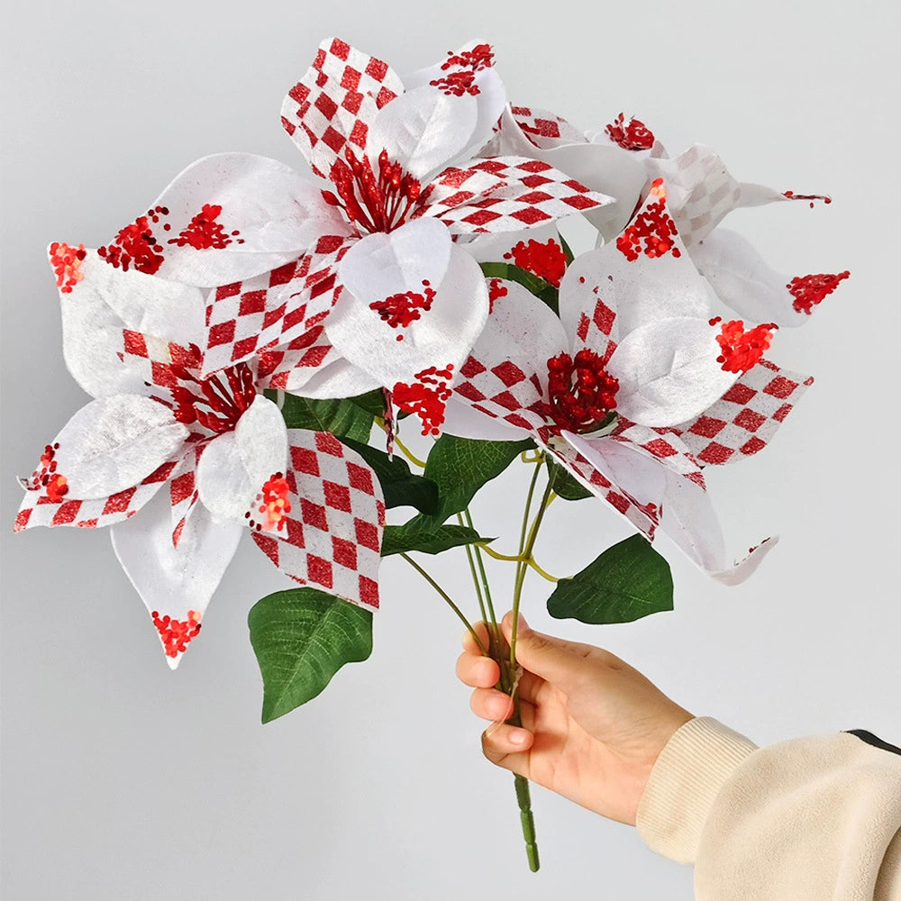 Künstliche Weihnachtsblumen, 44 cm, Seiden-Weihnachtsstern, Festliche Dekoration für Haus, Hochzeit, Event, Gewerbe