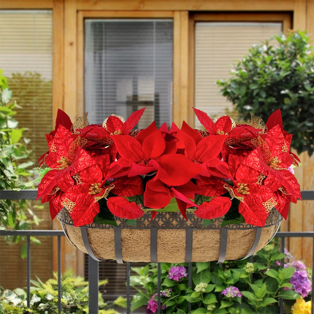 Künstliche Weihnachtsblumen, 44 cm, Seiden-Weihnachtsstern, Festliche Dekoration für Haus, Hochzeit, Event, Gewerbe