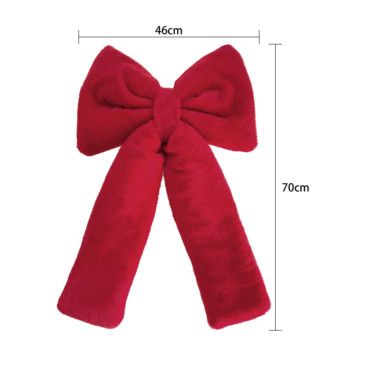Weihnachts-Schleife aus Plüsch, 3 Größen (30-70 cm), Rot/Weiß, Dekoration für Hochzeiten, Events, Festdekoration, realistische Optik