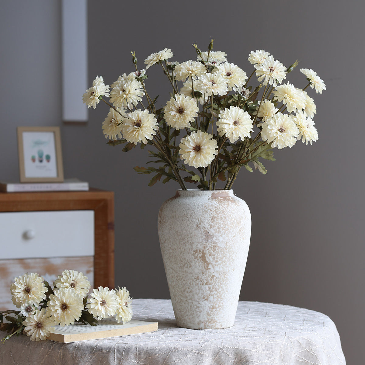 Künstliche Herbst-Chrysantheme, 53 cm, Seidenblume, realistisch für Hochzeit, Wohnkultur, Cottagecore-Dekoration, Einzelstiel