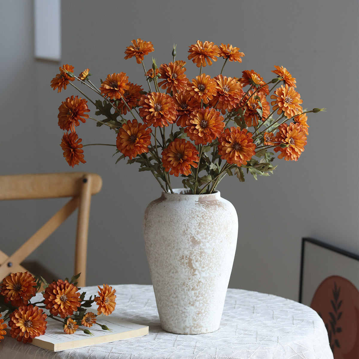 Künstliche Herbst-Chrysantheme, 53 cm, Seidenblume, realistisch für Hochzeit, Wohnkultur, Cottagecore-Dekoration, Einzelstiel