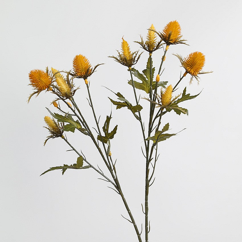 Künstliche Eryngium-Blüten in Herbstfarben, 68 cm, 2 Stiele – Realistische Dekoblumen für Vasen, Hochzeiten, Wohnaccessoires, Vintage-Stil