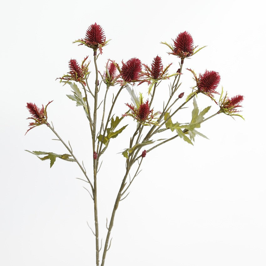 Künstliche Eryngium-Blüten in Herbstfarben, 68 cm, 2 Stiele – Realistische Dekoblumen für Vasen, Hochzeiten, Wohnaccessoires, Vintage-Stil