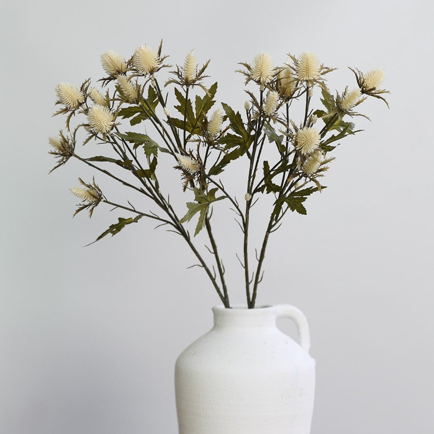 Künstliche Eryngium-Blüten in Herbstfarben, 68 cm, 2 Stiele – Realistische Dekoblumen für Vasen, Hochzeiten, Wohnaccessoires, Vintage-Stil