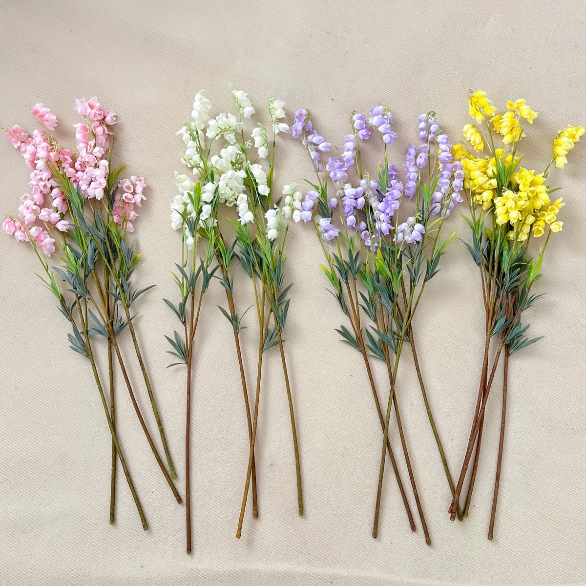 Künstliche Maiglöckchen 80 cm, realistische Seidenblumen, pastellfarben, für Hochzeit, Grabgestaltung, Innen- & Außendeko, Einzelstiel, ohne Vase