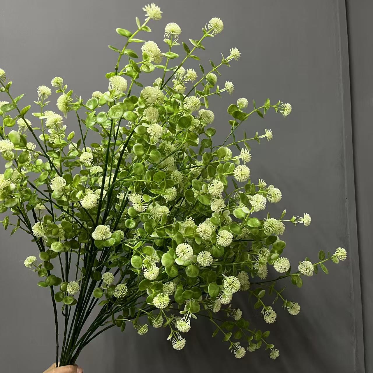 Künstlicher Sternkugelstrauch 90 cm, 5 Stängel – hochrealistisch, pflegeleicht für Hochzeit, Dekoration, Büro, Grabgestaltung