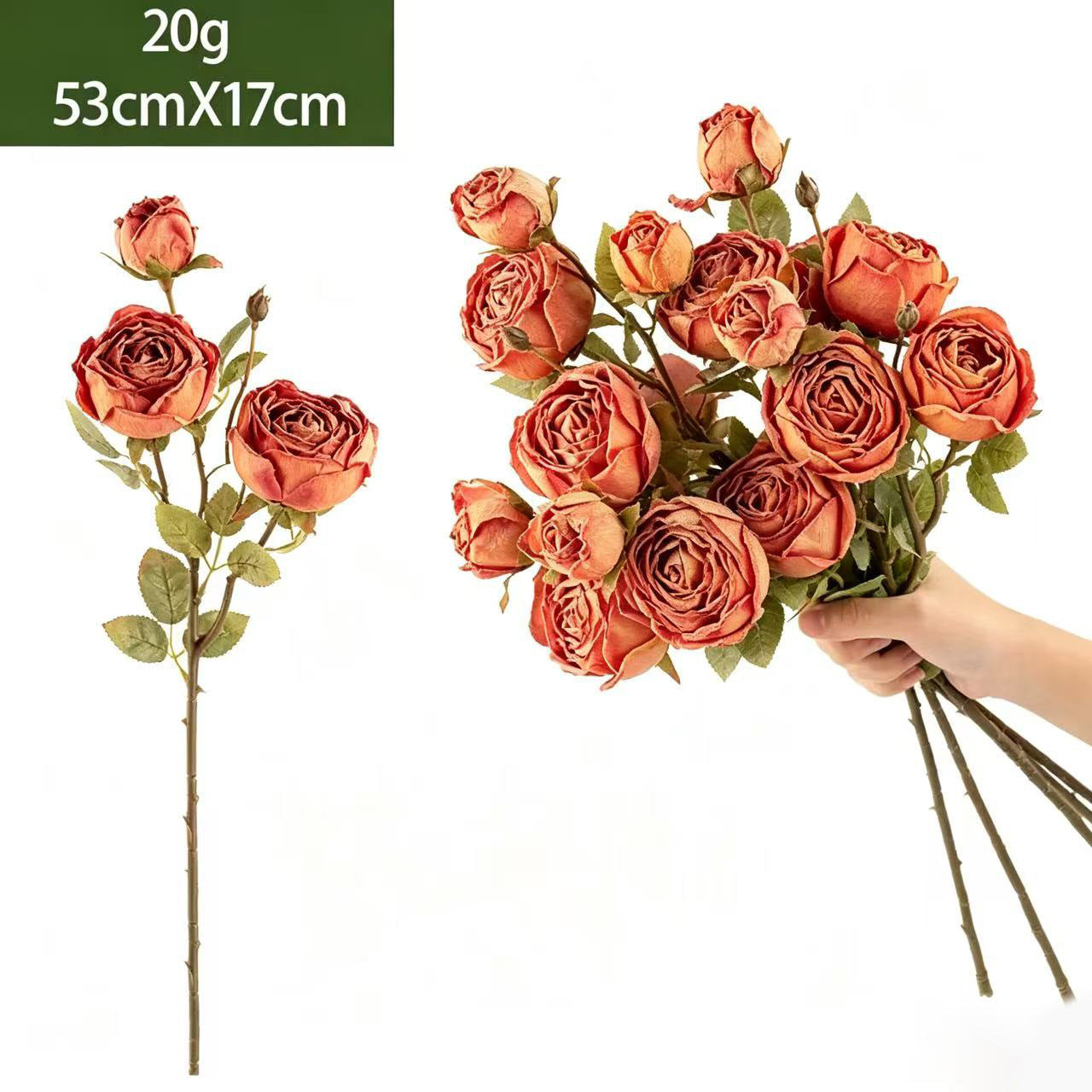 Künstliche Kaiserin-Rose 53 cm, Seidenblumenstrauß, realistische Blumen für Hochzeit, Dekoration, Shop, Büro, Zuhause, ganzjährig