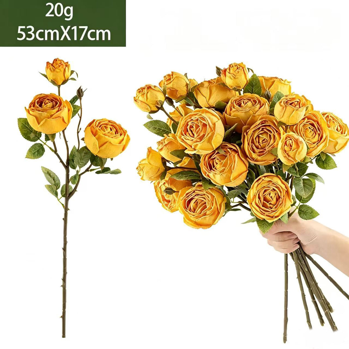 Künstliche Kaiserin-Rose 53 cm, Seidenblumenstrauß, realistische Blumen für Hochzeit, Dekoration, Shop, Büro, Zuhause, ganzjährig