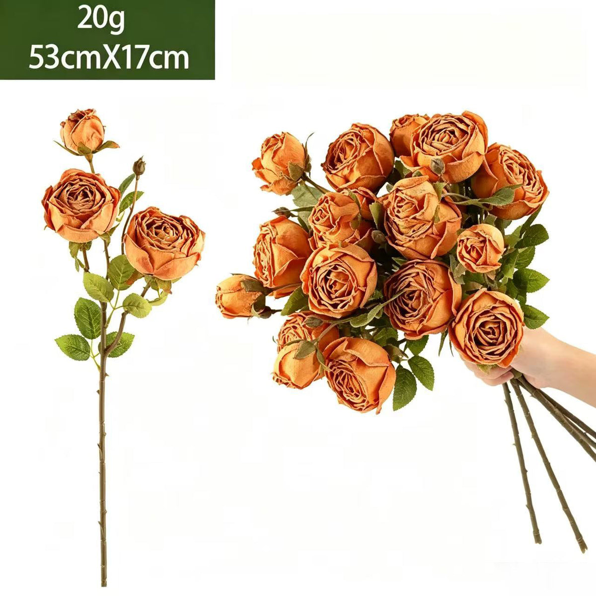 Künstliche Kaiserin-Rose 53 cm, Seidenblumenstrauß, realistische Blumen für Hochzeit, Dekoration, Shop, Büro, Zuhause, ganzjährig