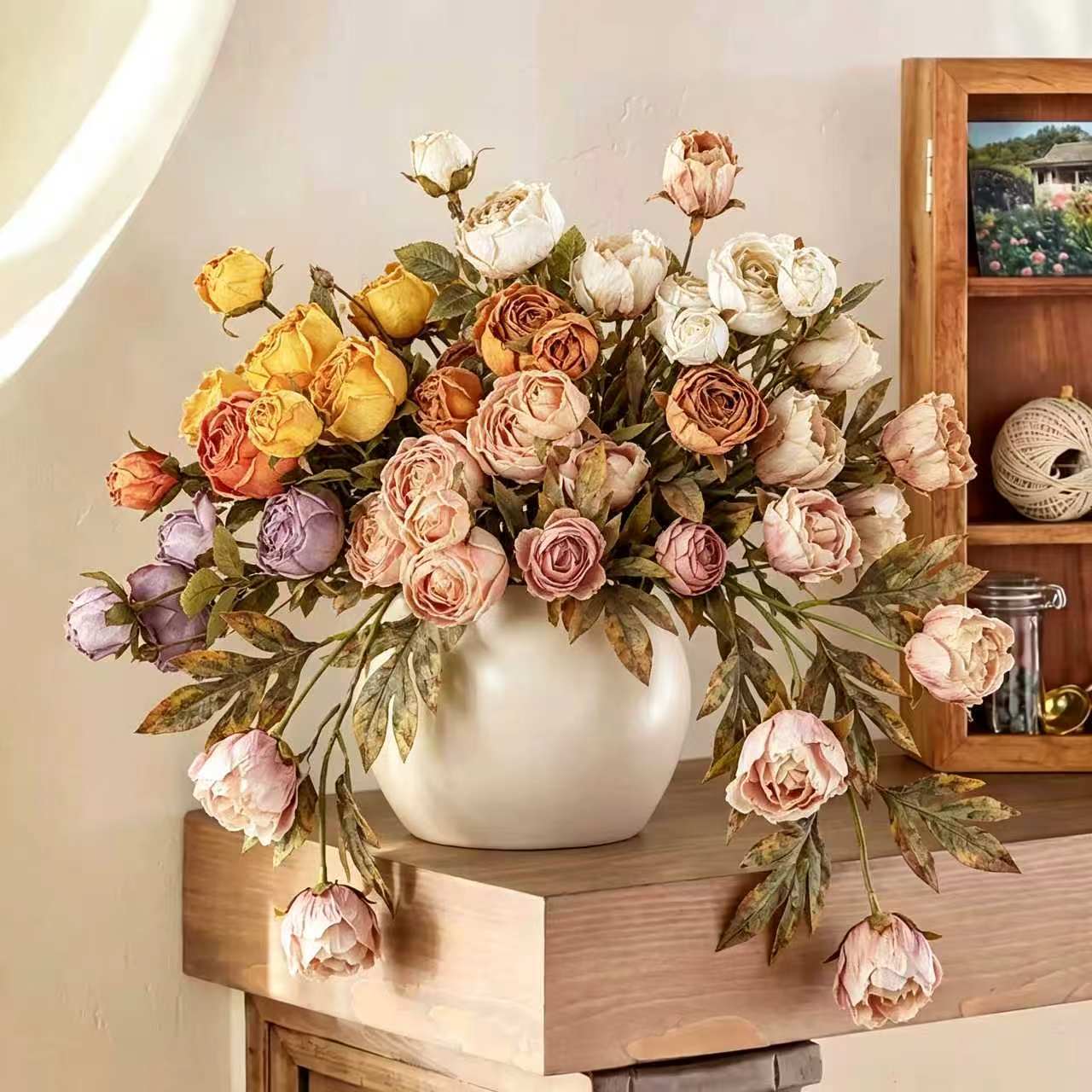 Künstliche Kaiserin-Rose 53 cm, Seidenblumenstrauß, realistische Blumen für Hochzeit, Dekoration, Shop, Büro, Zuhause, ganzjährig