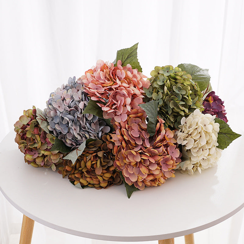 Künstliche Hortensie (33 cm) aus Seide, retro Farben, für Hochzeitsdeko, Wohnaccessoires, Hotel- & Gewerbedekoration