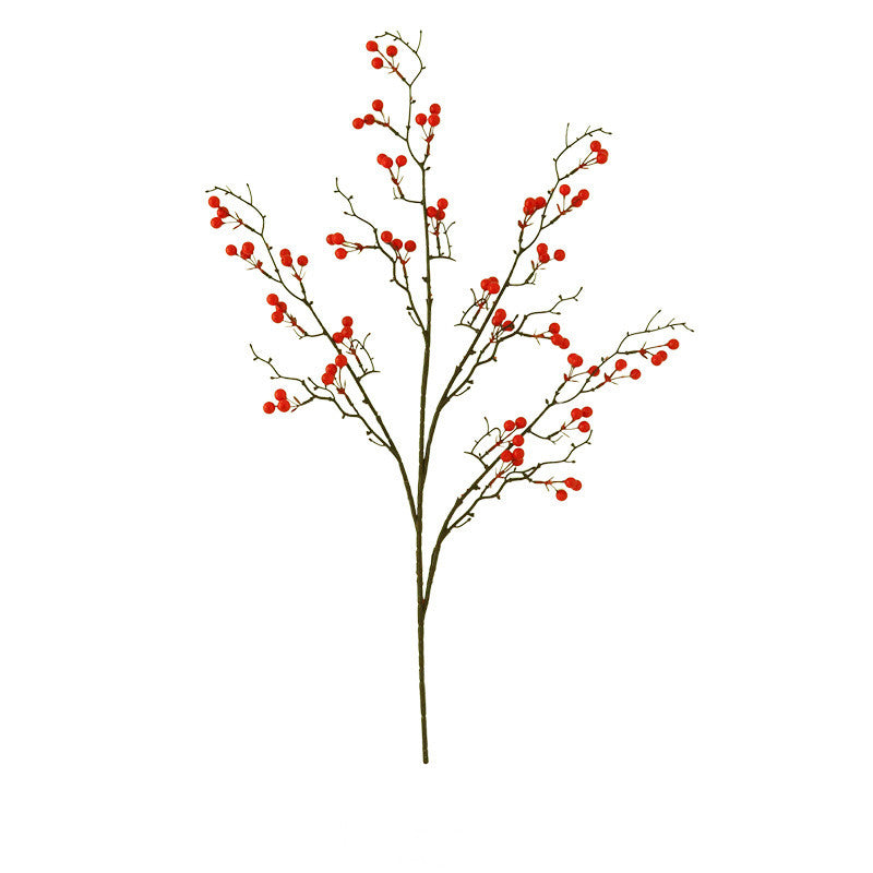 Künstliche Stechpalmenzweige mit roten Beeren, 62/80/90 cm, Real-Touch Kunststoff für Hochzeitsdeko, Grabschmuck & Wohnaccessoires