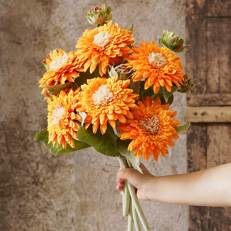 Teddybär-Sonnenblume künstlich, 46 cm, Seidenblume, realistische Deko für Vase, Hochzeit, Event, Laden, Büro, Wohnzimmer