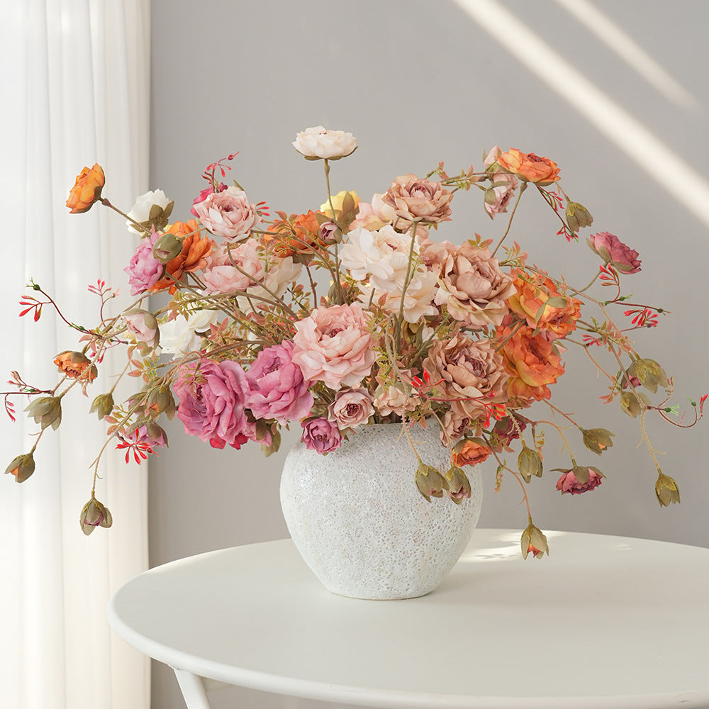 Seidenblumenstrauß aus Real-Touch-Seide, 75 cm, 7 Blüten, Lotosblüte, für Wohnzimmer, Hochzeiten, Einzelhandel