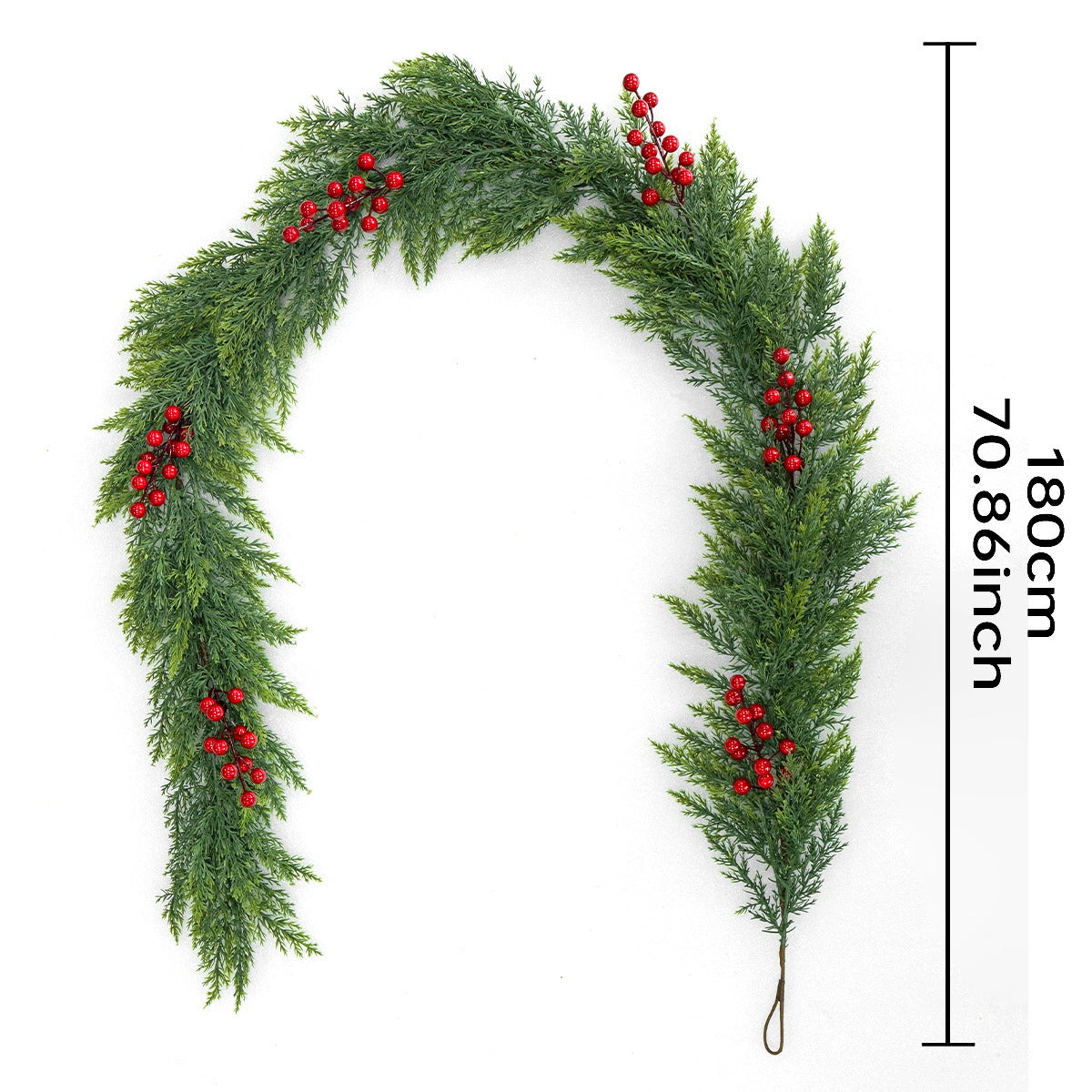 Weihnachtsdeko mit Lichtern, 180 cm lange Efeuranke mit roten Beeren, künstliche Girlande für Innen- und Außenbereich, Hochzeitsevent, Festtagsdekoration