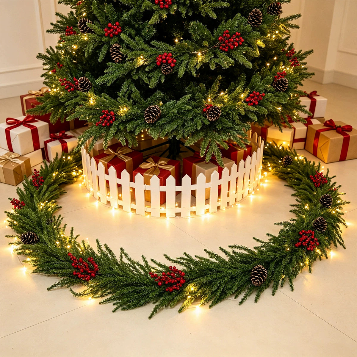 Künstliche Kiefernzapfen-Traube 180 cm, realistische Weihnachtsdeko für Treppe, Tisch, Hochzeit, Grabgestaltung, ganzjährig nutzbar