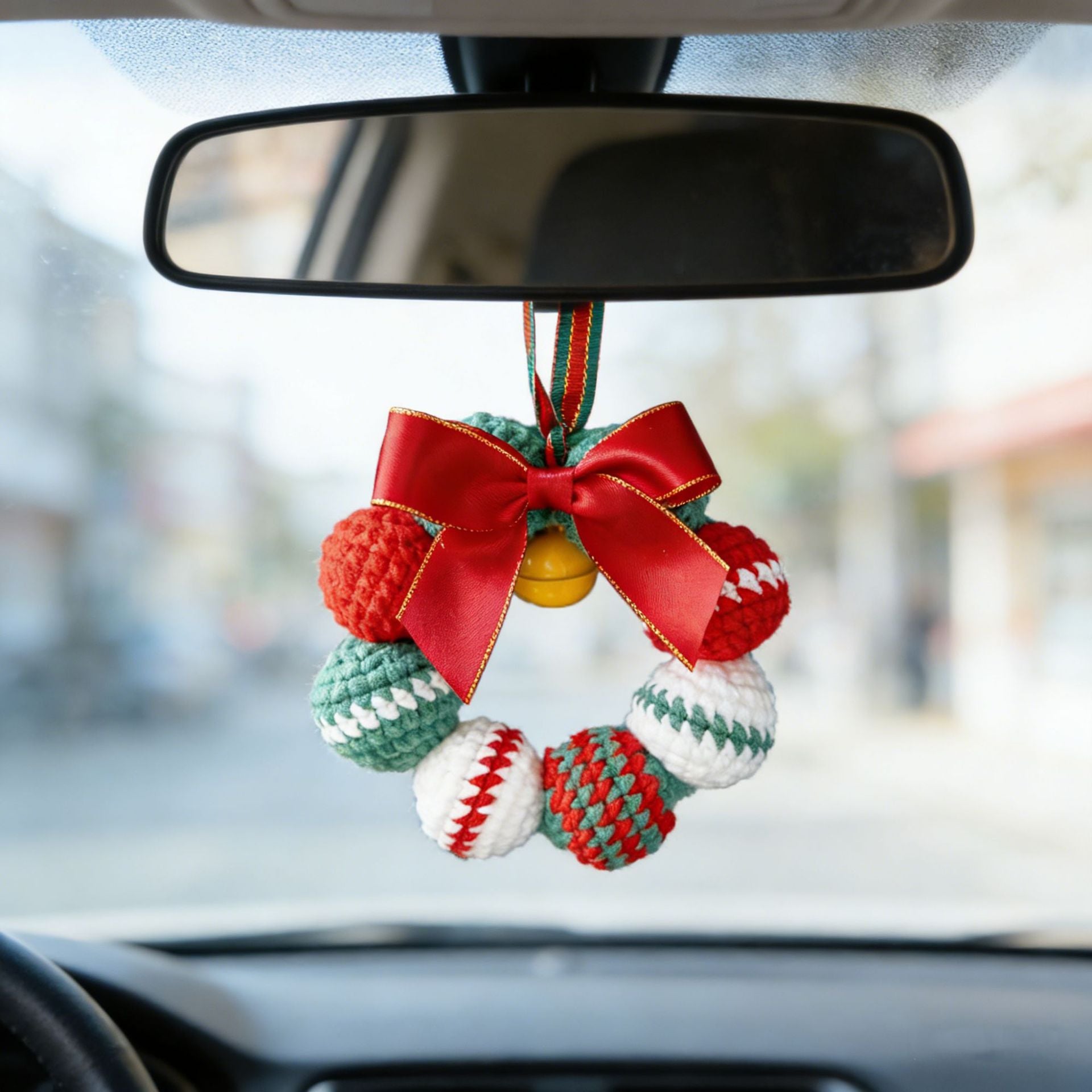 Weihnachts-Pompon-Schlüsselanhänger, 10 cm, handgefertigter Woll-Filzball, Auto-Deko, Festtags-Dekoration, Geschenkidee für Hochzeit & Event
