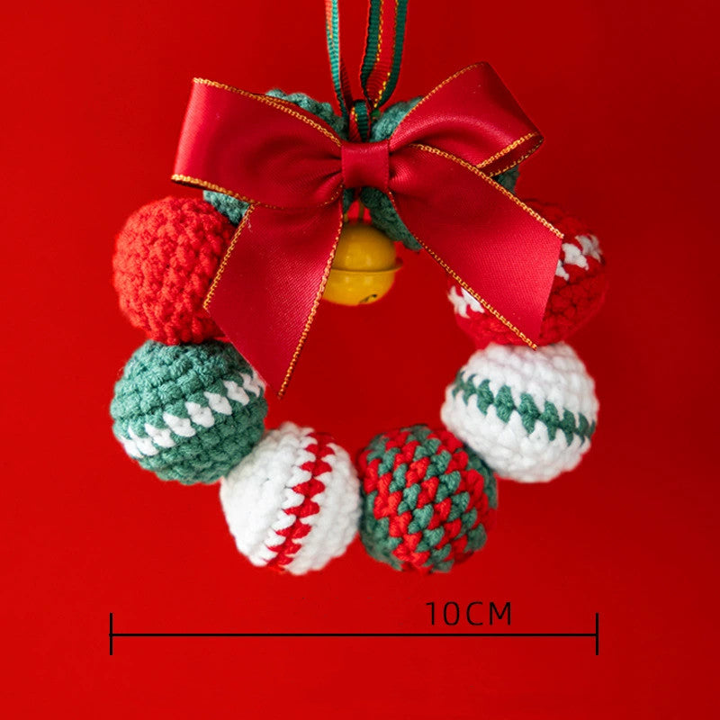 Weihnachts-Pompon-Schlüsselanhänger, 10 cm, handgefertigter Woll-Filzball, Auto-Deko, Festtags-Dekoration, Geschenkidee für Hochzeit & Event