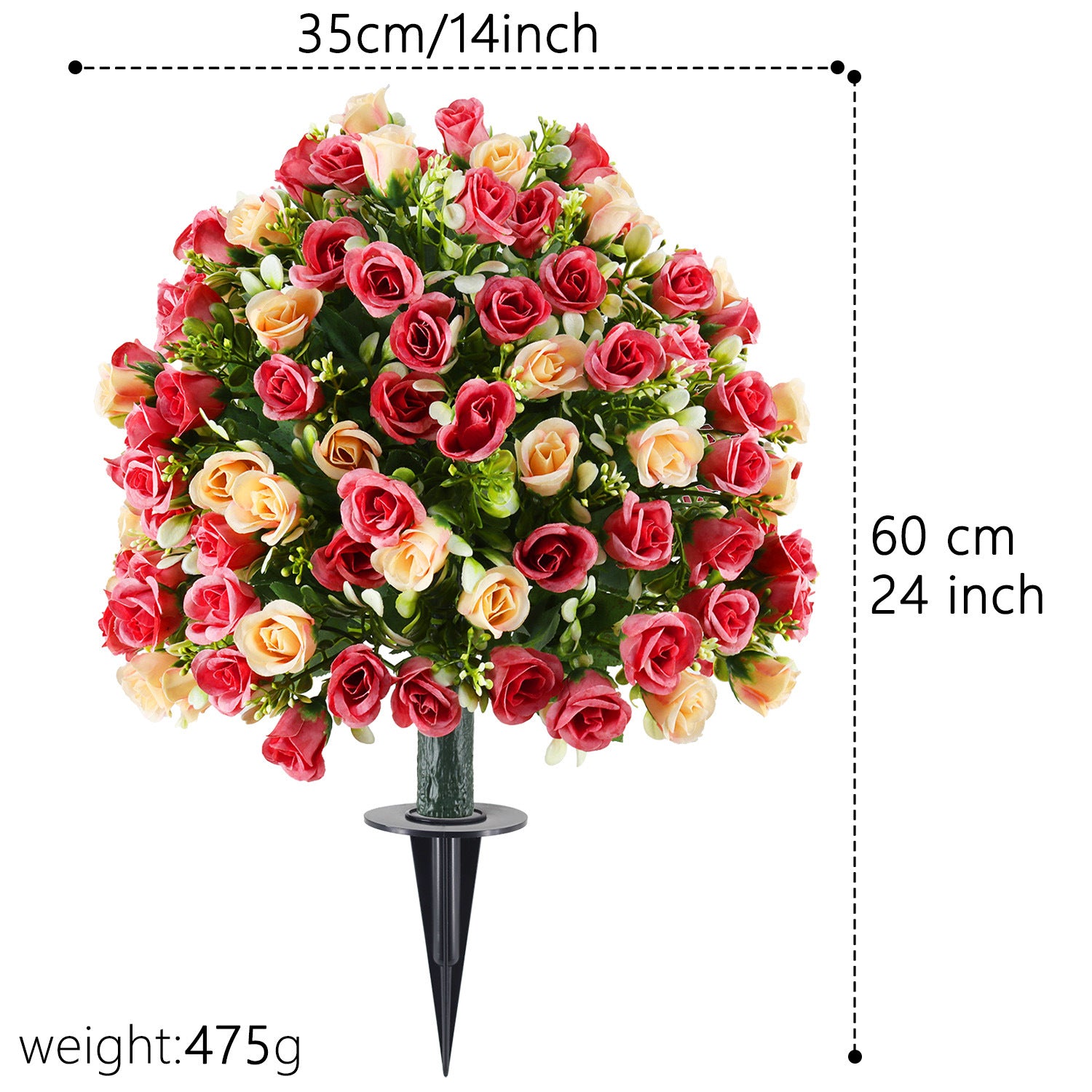 Künstliche Rosenstöcke, 60 cm,  Kunststoff, für Garten, Terrasse & Hochzeitsdeko