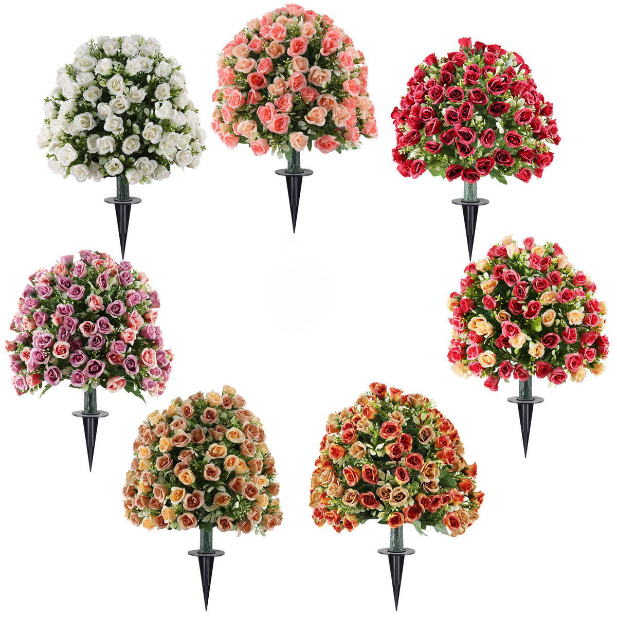 Künstliche Rosenstöcke, 60 cm,  Kunststoff, für Garten, Terrasse & Hochzeitsdeko