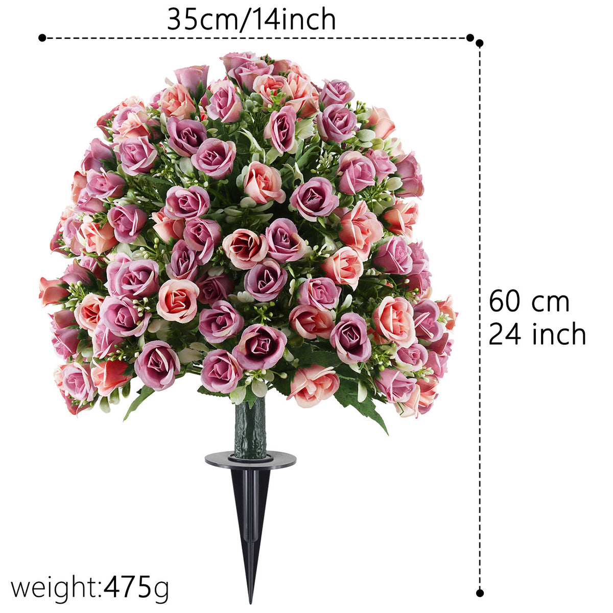 Künstliche Rosenstöcke, 60 cm,  Kunststoff, für Garten, Terrasse & Hochzeitsdeko