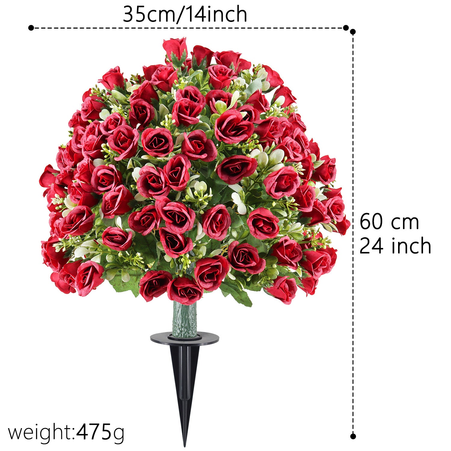 Künstliche Rosenstöcke, 60 cm,  Kunststoff, für Garten, Terrasse & Hochzeitsdeko