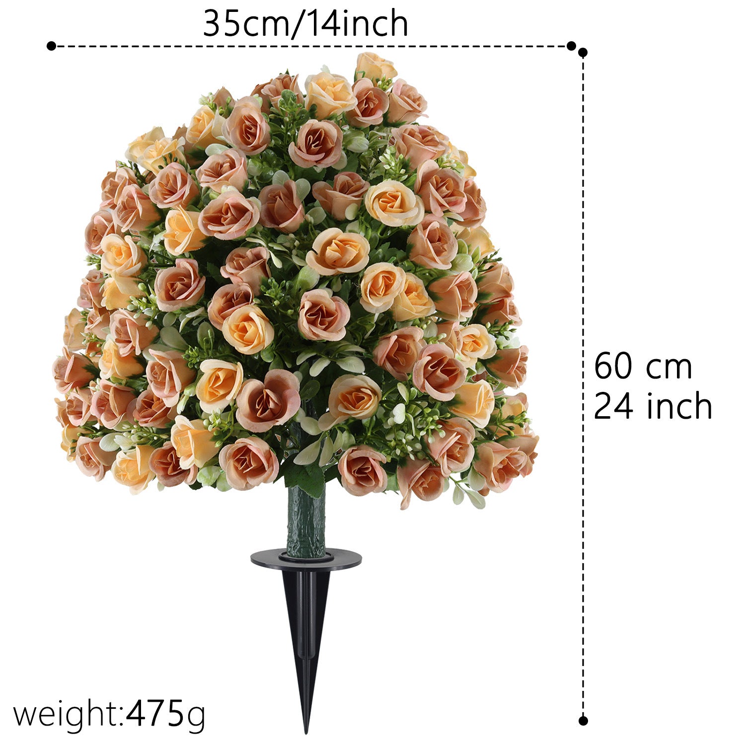 Künstliche Rosenstöcke, 60 cm,  Kunststoff, für Garten, Terrasse & Hochzeitsdeko