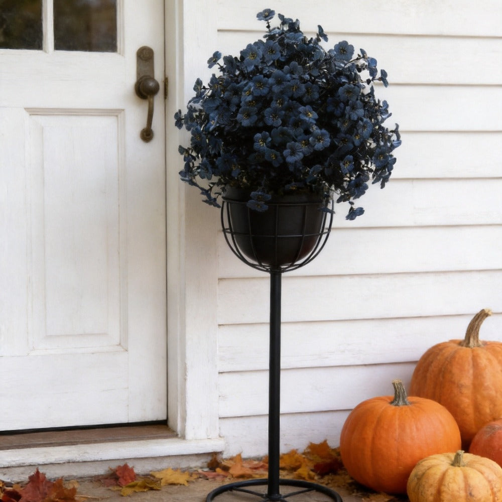 Künstliche Veilchen, 55 cm, 250 Blüten pro Bund, schwarz, für Halloween-Dekoration, Garten, Grabgestaltung, Wohnaccessoire
